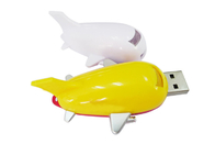 32G 3,0 geel kleuren plastic Vliegtuig vormde USB met aangepast embleem en het pakket toont het levensmerk